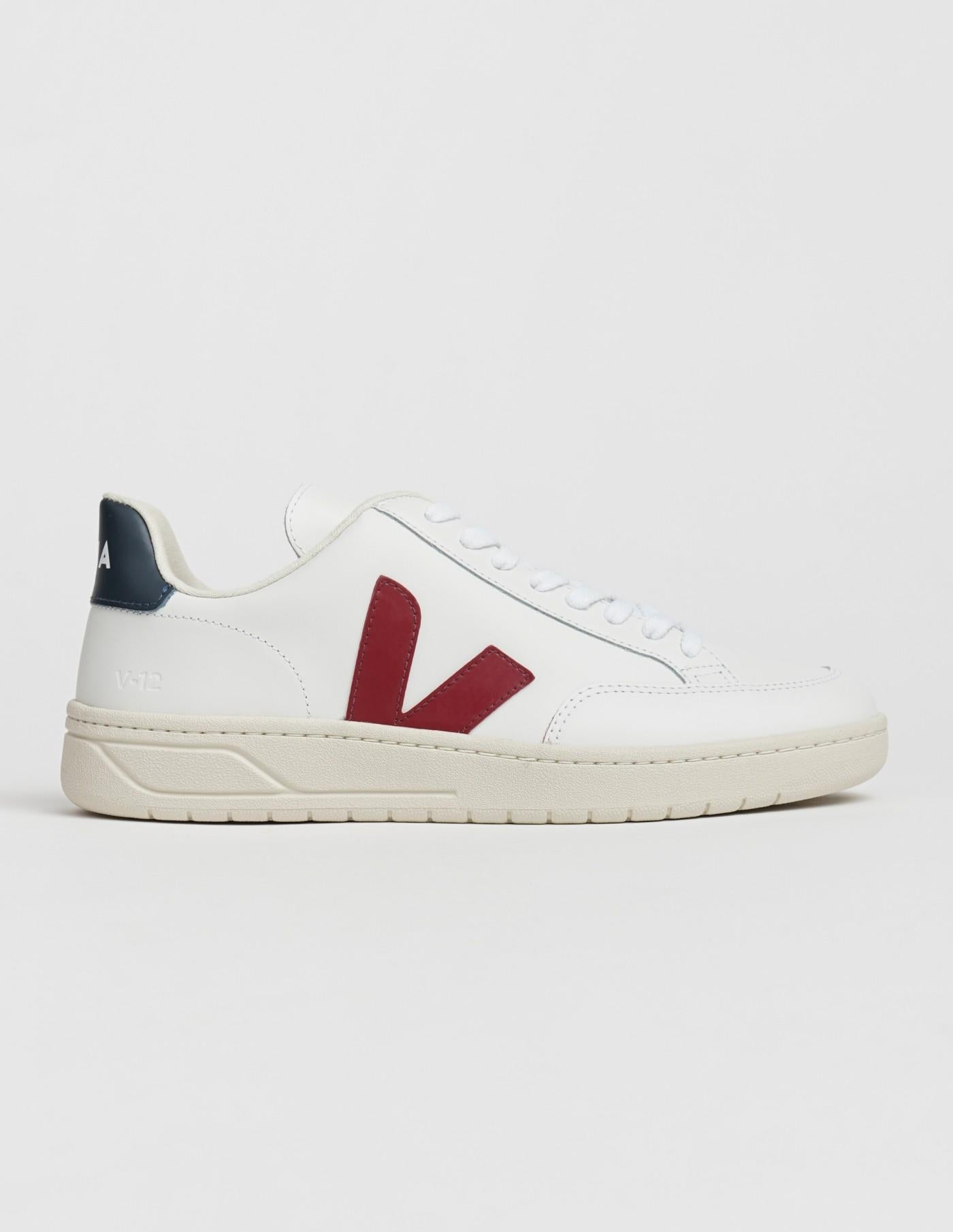 Zapatillas Veja V-12 Leather Extra White Marsala